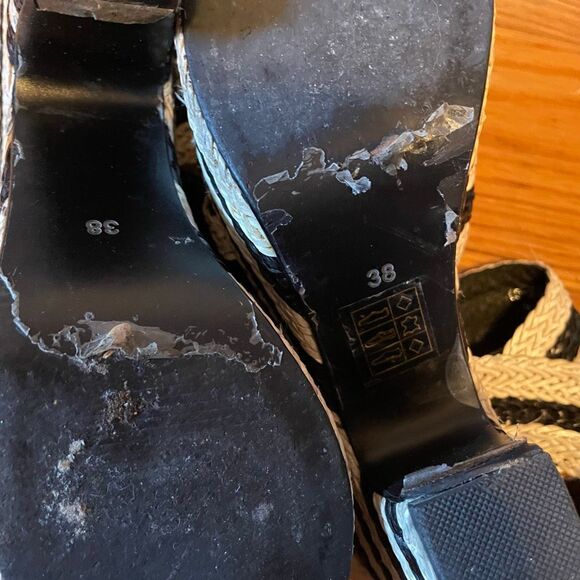 AZURA | cream & black amare heeled platform sandals 38 - Picture 6 of 9